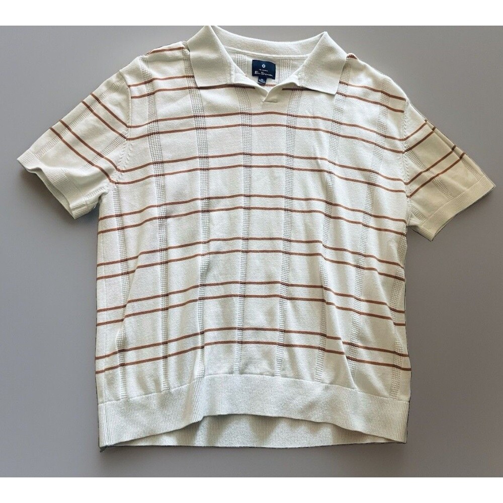 Ben Sherman Men’s Cream S/S Polo Sweater - Size XL - EUC - Cotton/Acrylic